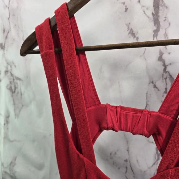 Maeve Dress Womens Small Red Maxi Slit Ruffle Open Cut Out Back Gauze - Picture 3 of 15